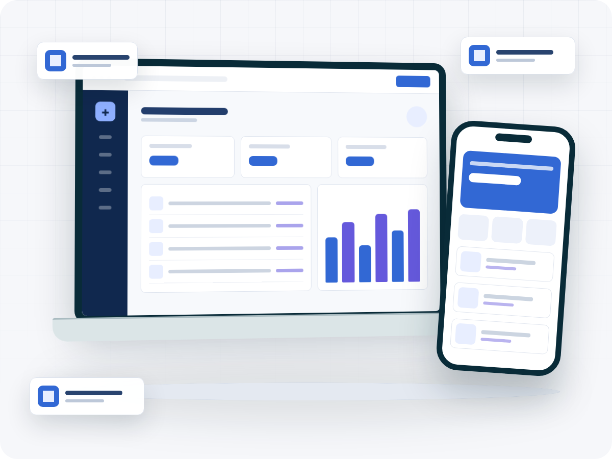Clinics and Medical Centers software, mobile, and business operations illustration
